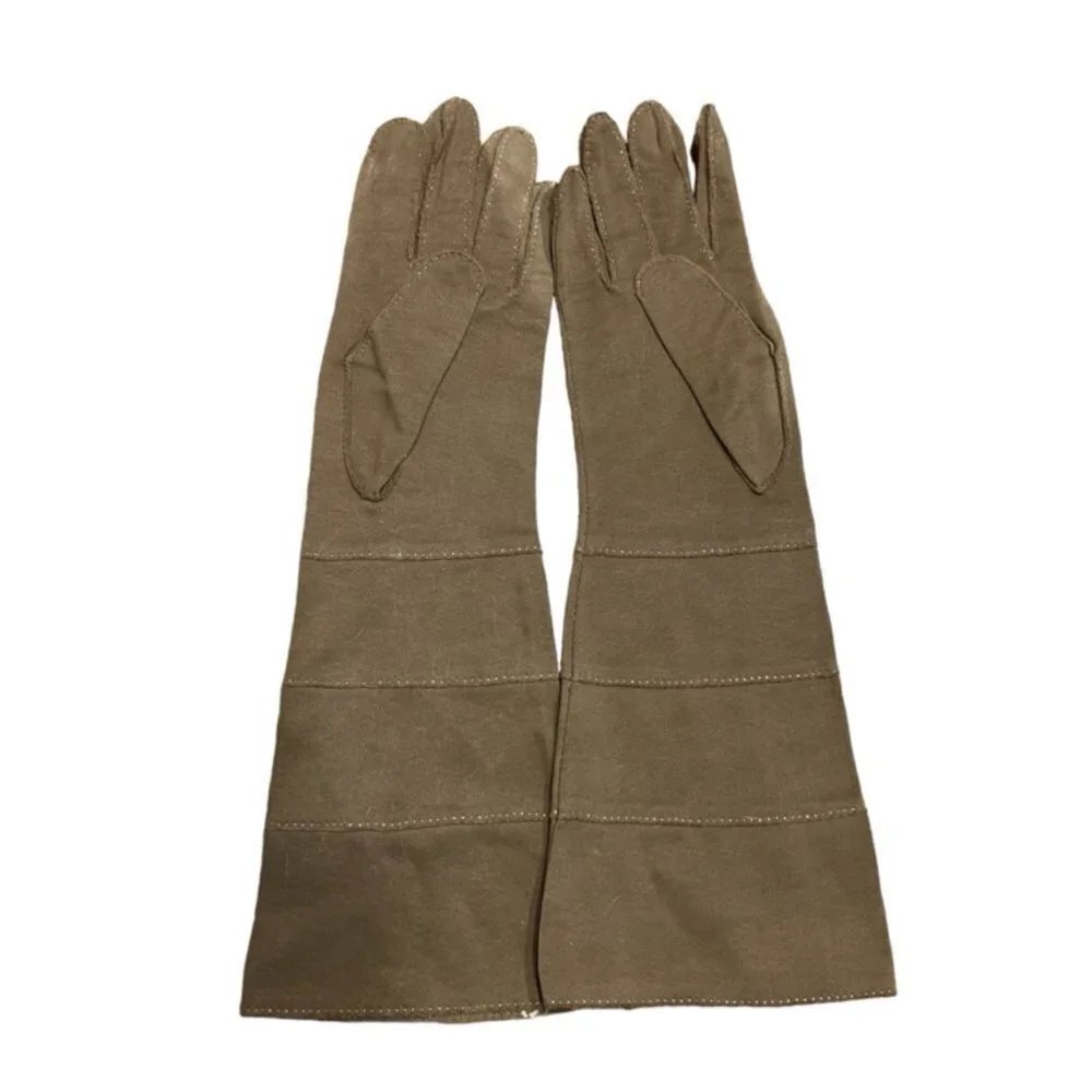 CRESCENDOE Vintage Driving Gloves Taupe Suede Size 7​​​​​